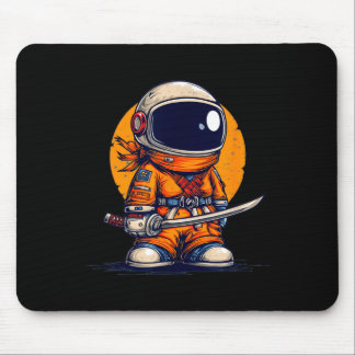 Mousepad Cool ninja in astronaut space suit costume 