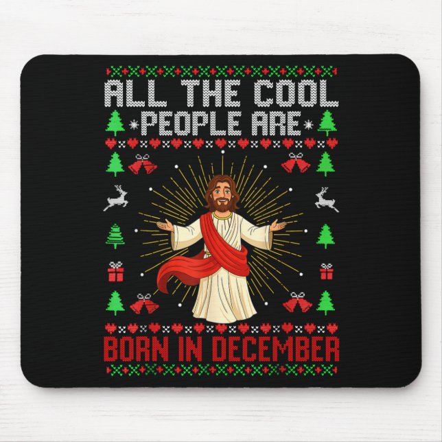 Mousepad Cool People Are Born In December Christian Christm (Frente)