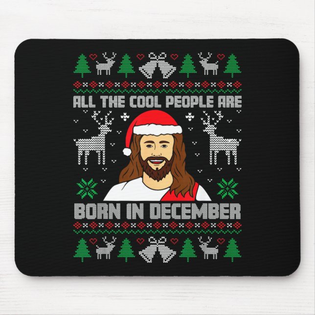 Mousepad Cool People Are Born In December Christian Christm (Frente)