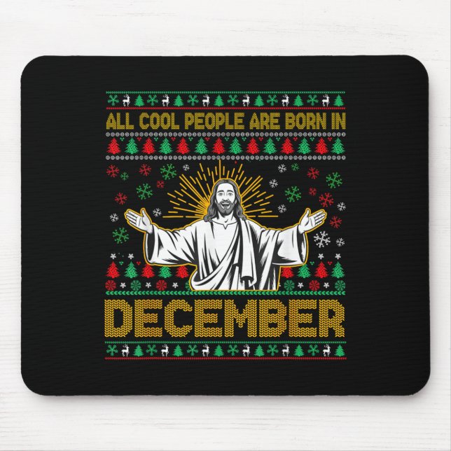 Mousepad Cool People Are Born In December Christian Jesus C (Frente)