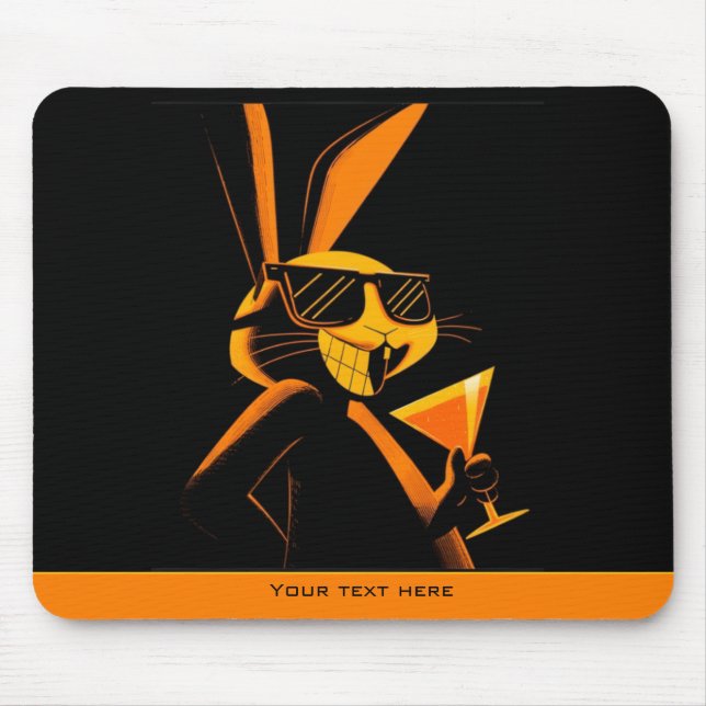 Mousepad Cool Playful Retro Poster Rabbit Nightclub Mood  (Frente)