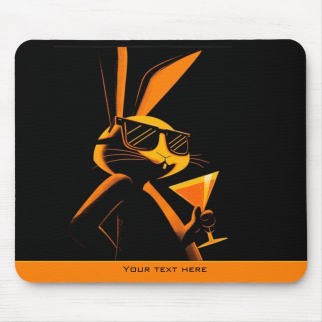 Mousepad Cool Playful Retro Poster Rabbit Nightclub Mood  (Frente)