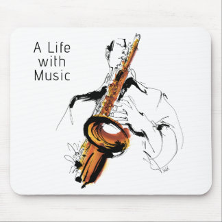 Mousepad Cool Retro Man Playing Alto Saxophone - Jazz
