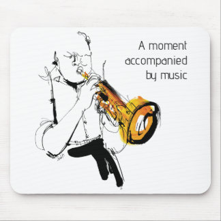 Mousepad Cool Retro Man Playing Trumpet - Jazz Music Art