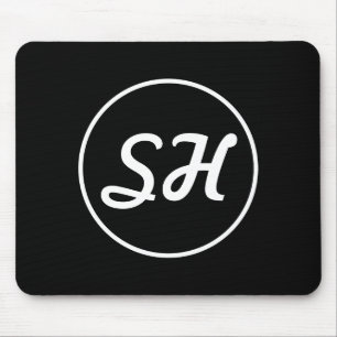 Mousepad Cool Retro-Modern Style Monogram Black & White
