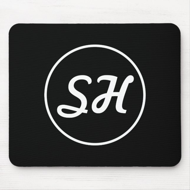Mousepad Cool Retro-Modern Style Monogram | Black & White (Frente)