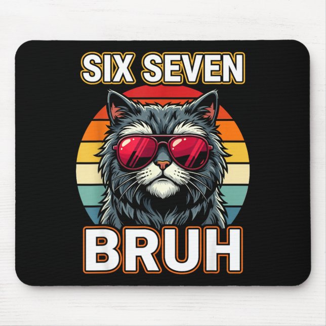 Mousepad Cool Retro Six Seven Bruh Cat Sungles Meme 67  (Frente)