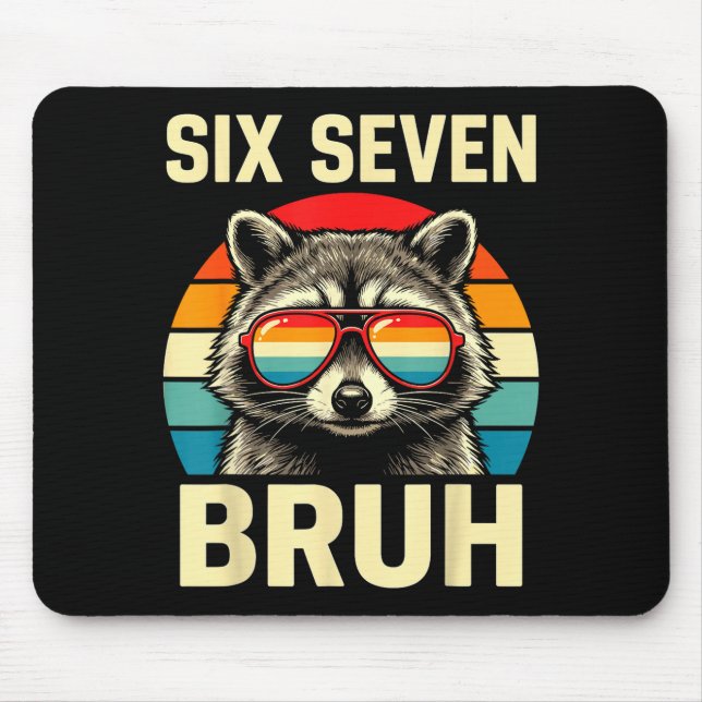 Mousepad Cool Retro Six Seven Bruh Raccoon Sungles Meme 67  (Frente)