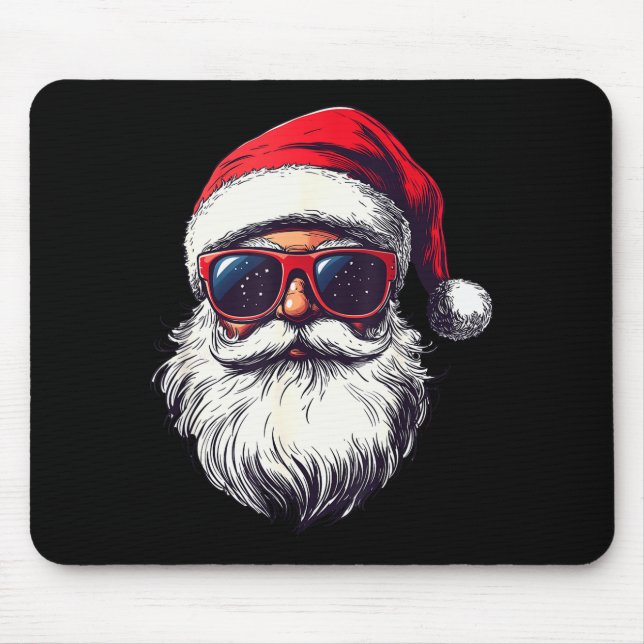 Mousepad Cool Santa Claus Face Retro Sungles Christmas Men  (Frente)