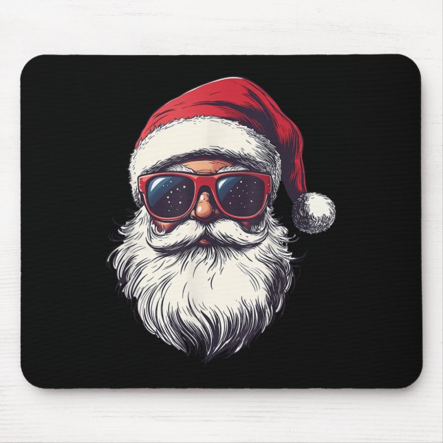 Mousepad Cool Santa Claus Face Retro Sungles Christmas Men  (Frente)
