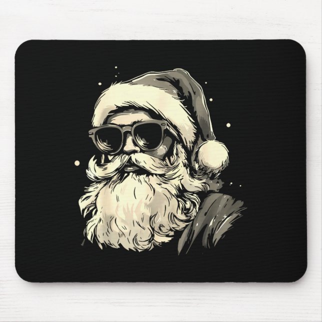 Mousepad Cool Santa Claus Face Retro Sungles Christmas Men  (Frente)
