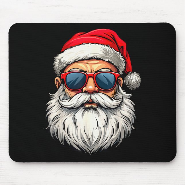 Mousepad Cool Santa Claus Face Retro Sungles Christmas Men  (Frente)