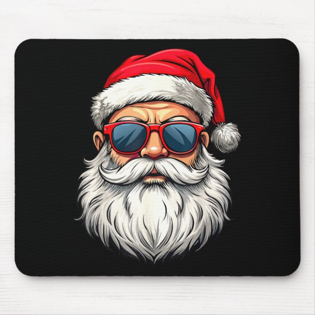 Mousepad Cool Santa Claus Face Retro Sungles Christmas Men  (Frente)