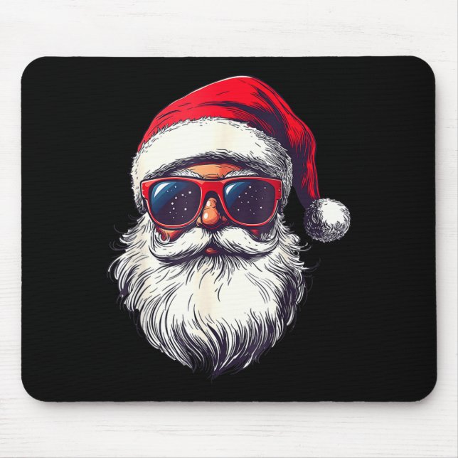 Mousepad Cool Santa Claus Face Retro Sungles Christmas Men  (Frente)