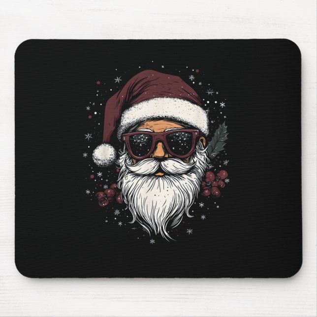 Mousepad Cool Santa with Sunglasses Christmas (Frente)