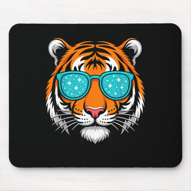 Mousepad Cool Shirts For Boys Kids, Funny Tiger Sungles  (Frente)