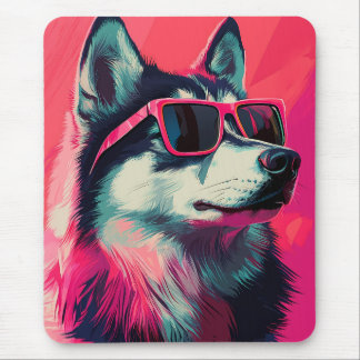 Mousepad Cool Siberian Husky dog with sunglasses