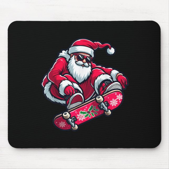 Mousepad Cool Skateboarding Santa Claus Christmas Pajama Ki (Frente)