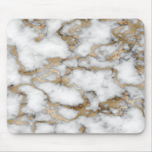 Mousepad Cool White Gold Marble Texture  