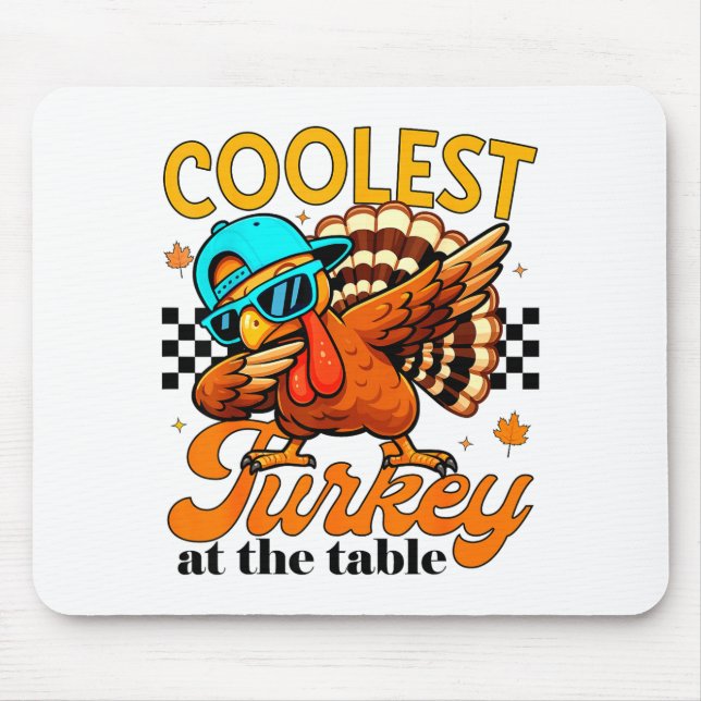 Mousepad Coolest Turkey At Table Funny Bird Toddler Boys Th (Frente)