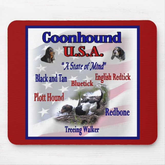 Mousepad Coonhound USA Gifts (Frente)