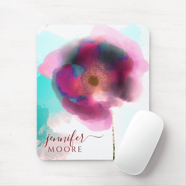 Mousepad Cópia de Troy Burgundy Watercolor Script (Com mouse)