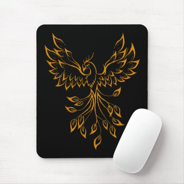 Mousepad Copper Dourado Phoenix sobe em preto (Com mouse)