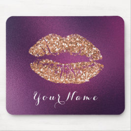 Mousepad Copper Glitt Roxo Ametist Nome Makeup Lábios Beijo