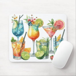 MOUSEPAD COQUETÉIS E FRUTAS DE VERÃO COLORIDOS EM PASTEL