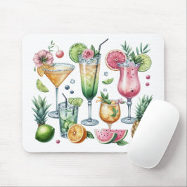 MOUSEPAD COQUETÉIS E FRUTAS DE VERÃO EM CORES PASTEL