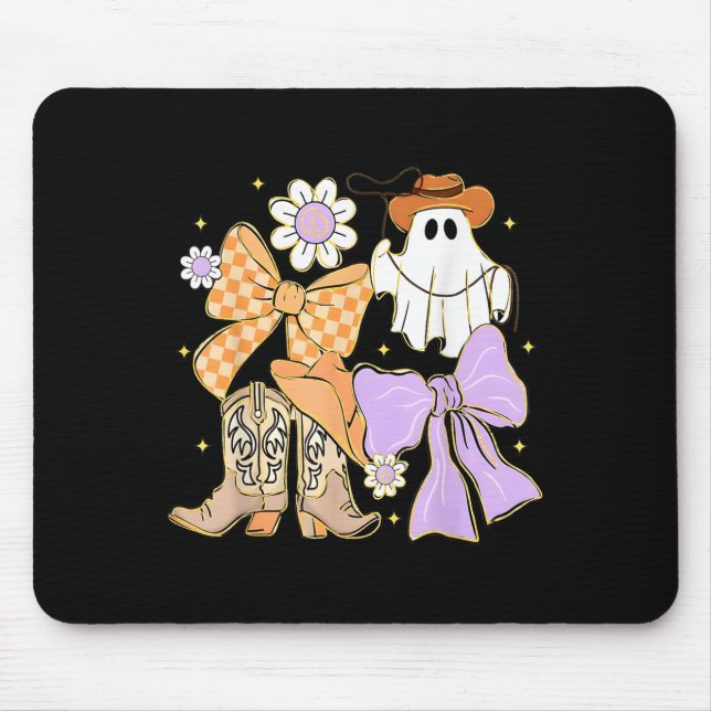 Mousepad Coquette Bow Boo Ghost Boots Western Cowboy Cowgir (Frente)