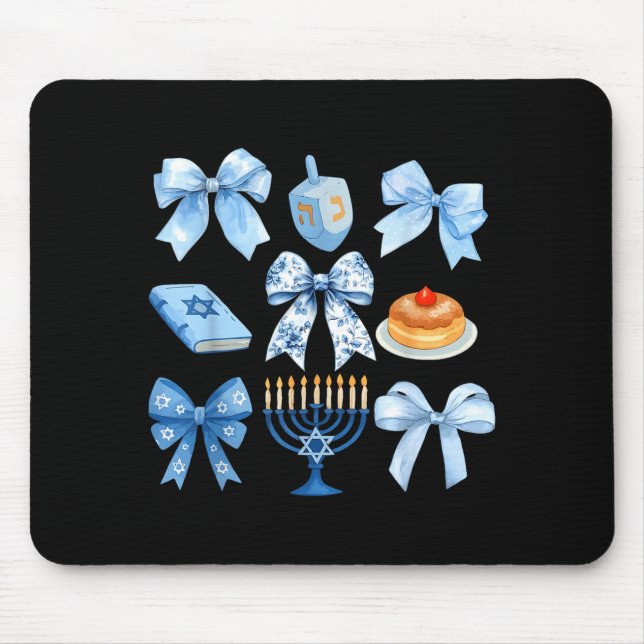 Mousepad Coquette Bow Hanukkah Chanukah Pajama Latke Jewish (Frente)