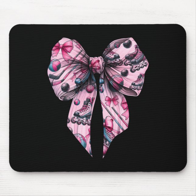 Mousepad Coquette Bow Inline Hockey Player Girl Mom Mother' (Frente)