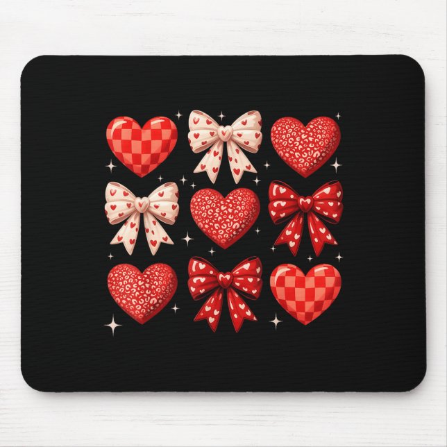 Mousepad Coquette Bow Leopard Hearts Valentine Women Girl G (Frente)