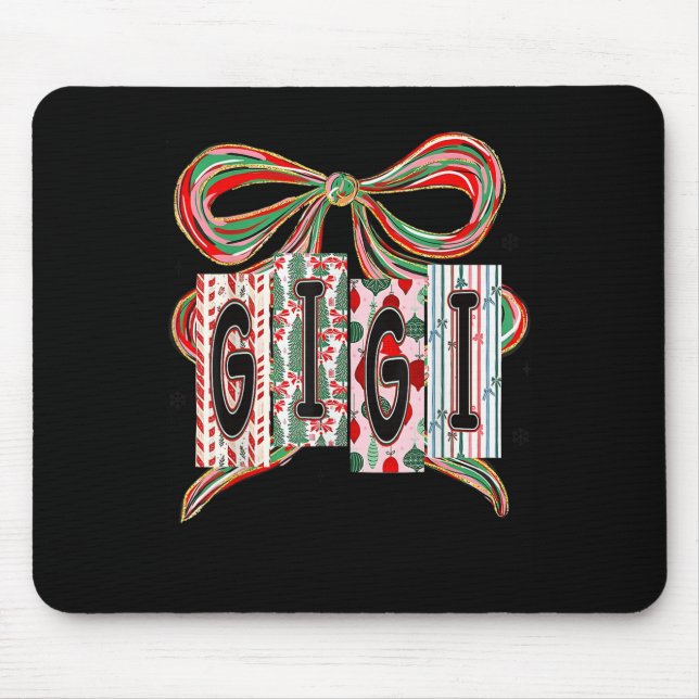 Mousepad Coquette Bow Merry Christmas Gigi Grandma Xmas Paj (Frente)