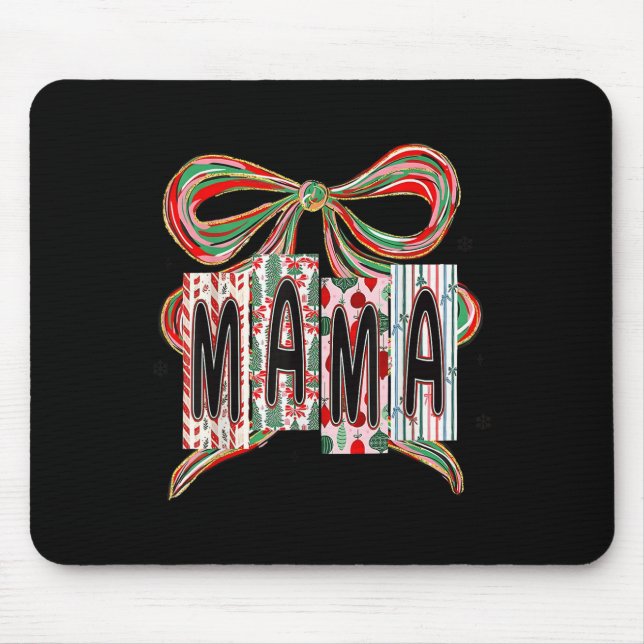 Mousepad Coquette Bow Merry Christmas Mama Grandma Xmas Paj (Frente)