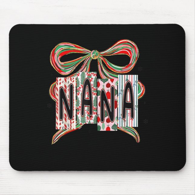 Mousepad Coquette Bow Merry Christmas Nana Grandma Xmas Paj (Frente)