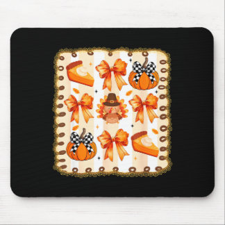 Mousepad Coquette Bow Pumpkin Season Thanksgiving Autumn Fa