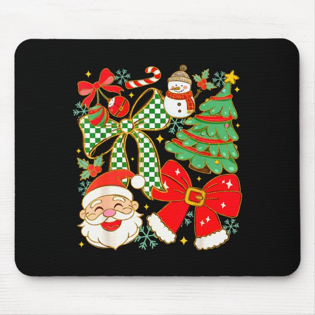 Mousepad Coquette Bow Santa Claus Merry Christmas Women Xma (Frente)