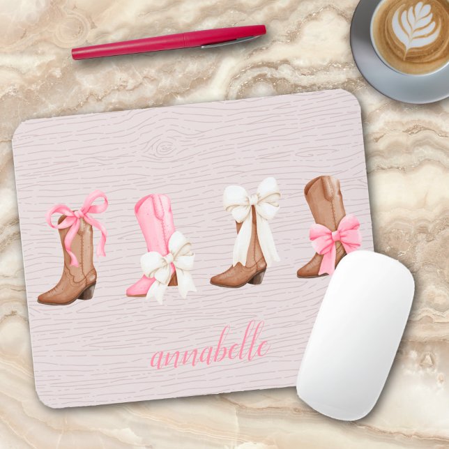 Mousepad Coquette Coquette Boots personalizados (Cute Coquette Cowgirl Boots Personalized Mouse Pad)