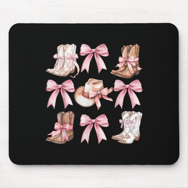 Mousepad Coquette Cowgirl Boots com Arcos Rosa Y2 (Frente)