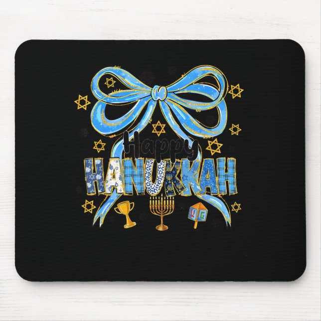 Mousepad Coquette Hanukkah Bow Jewish Bow Menorah Bow Women (Frente)