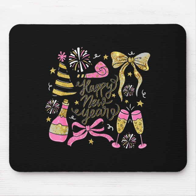 Mousepad Coquette Happy New Year 2026 Champagne New Year's  (Frente)