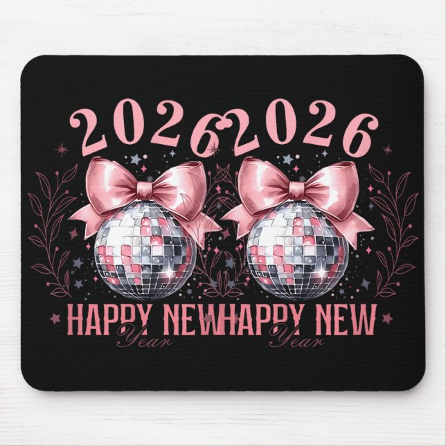 Mousepad Coquette Happy New Year Party 2026 Family Women Gi (Frente)