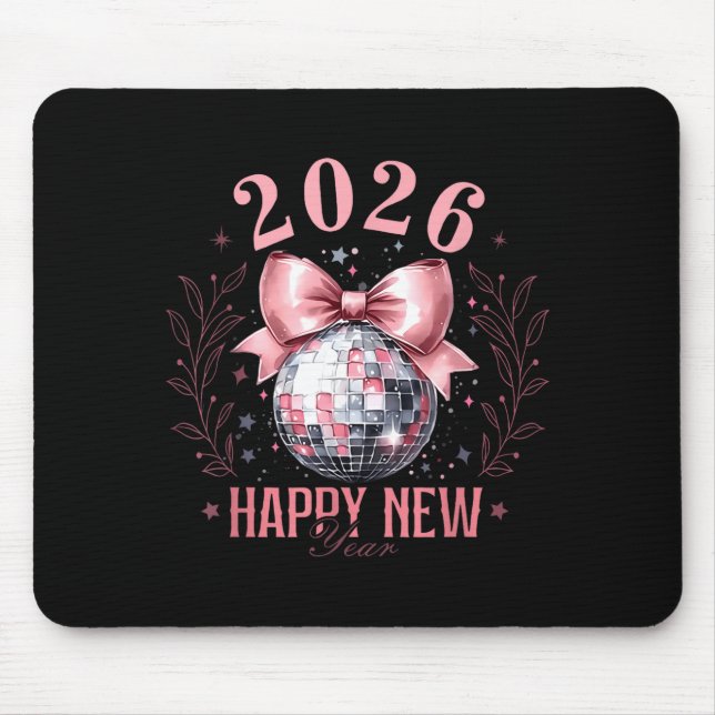 Mousepad Coquette Happy New Year Party 2026 Family Women Gi (Frente)