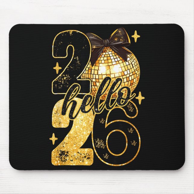 Mousepad Coquette Happy New Year Party 2026 Family Women Gi (Frente)