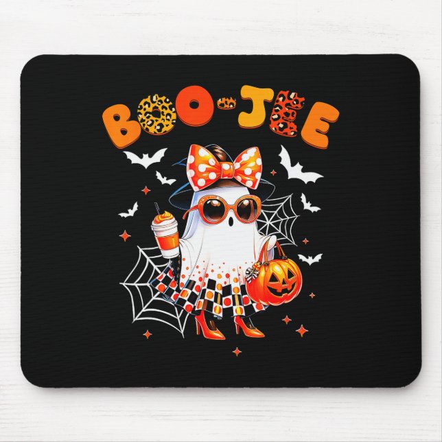 Mousepad Coquette Leopard Ghost Coffee Boo-jee Halloween Bo (Frente)