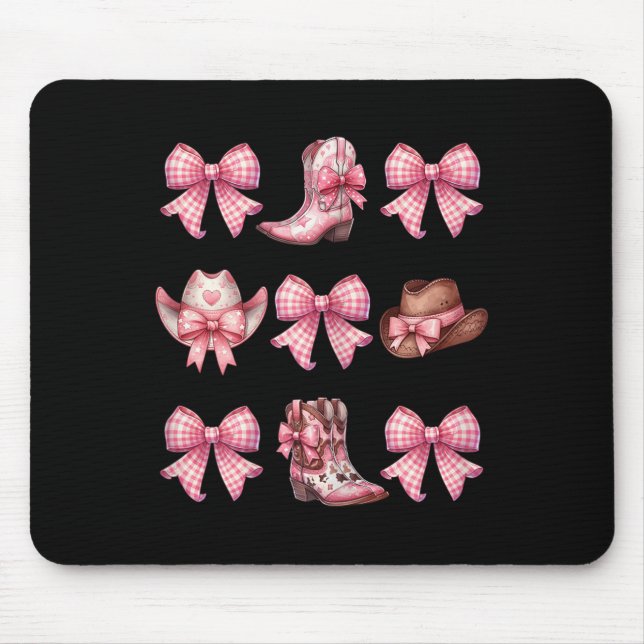 Mousepad Coquette Nk Bow Cowgirl Boots And Hats  (Frente)