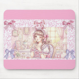 Mousepad Coquette Tea Time,with Gingerbread girl