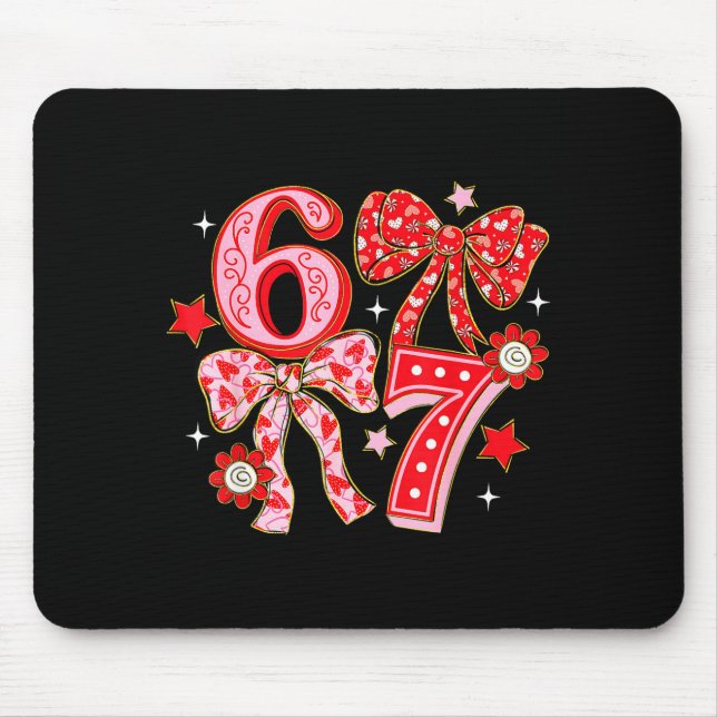 Mousepad Coquette Valentine 67 Seis Sete Laço Dia dos Namor (Frente)